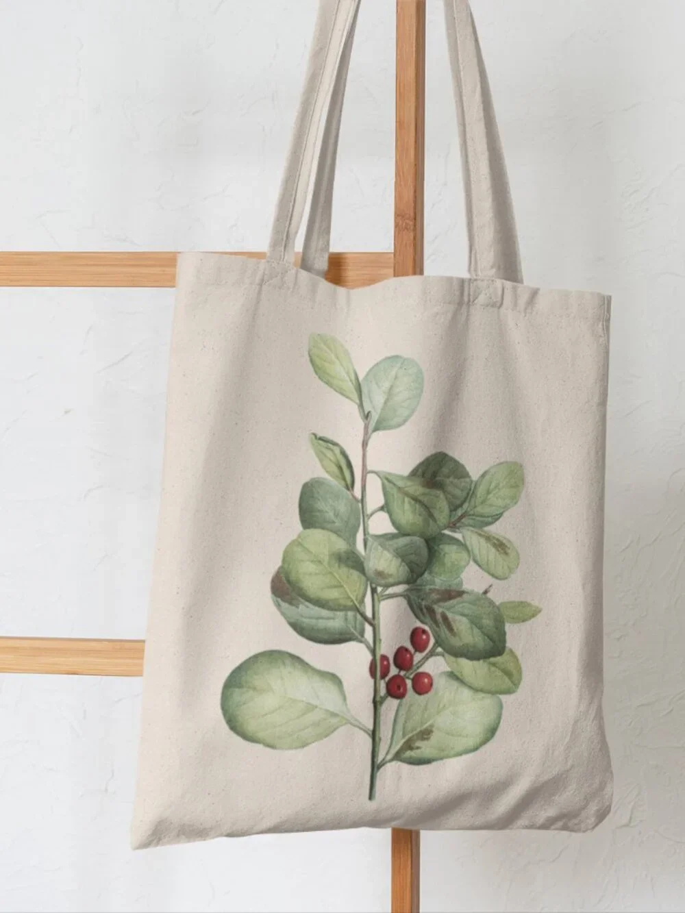 Houx De Madère Vintage Botanical Print Graphic Canvas Tote Bag